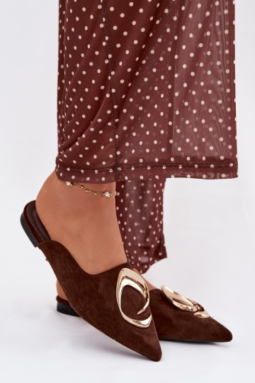 Mules chocolat avec ornements dorés Galvella 2