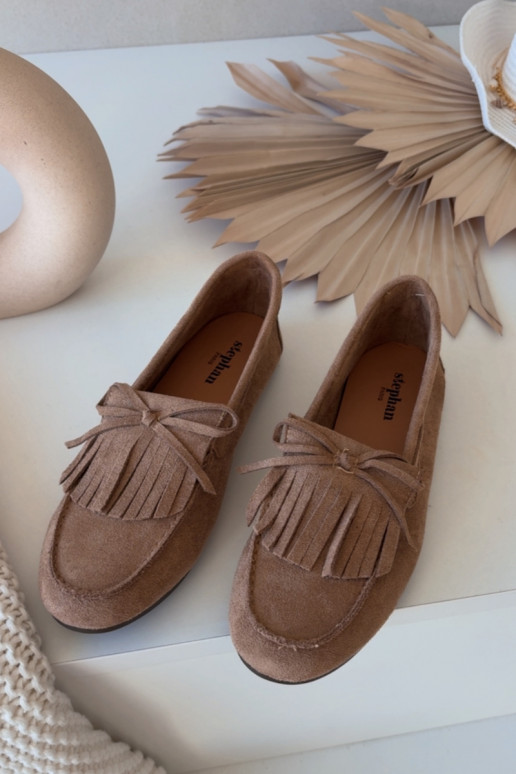 Mocassins pour femmes avec des franges de couleur marron Janelisse