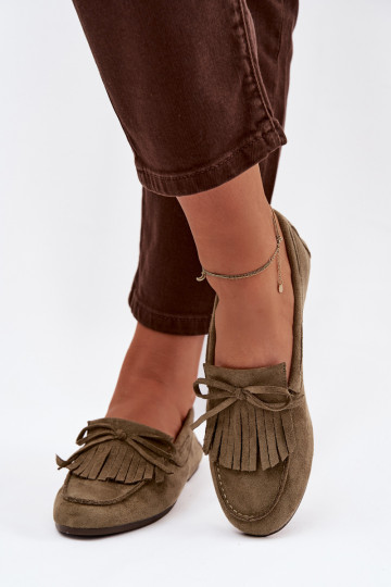Mocassins pour femmes avec des franges de couleur verte Janelisse 2