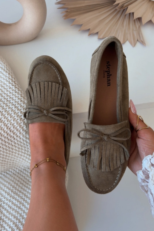 Dames mokassins met kwasten in groene kleur Janelisse