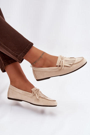 Mocassins pour femmes avec des franges de couleur ivoire Janelisse