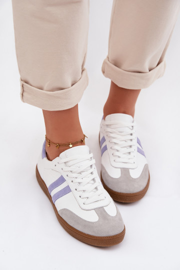 Zazoo N1068 - Baskets basses en simili cuir pour femmes couleur blanc-bleu