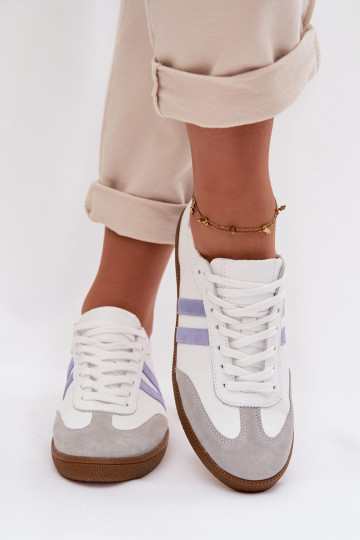 Zazoo N1068 - Baskets basses en simili cuir pour femmes couleur blanc-bleu 2