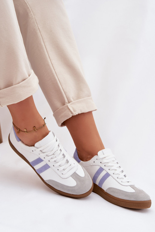 Zazoo N1068 Leer Laag Sneakers model schoenen Dames INit-blauIn