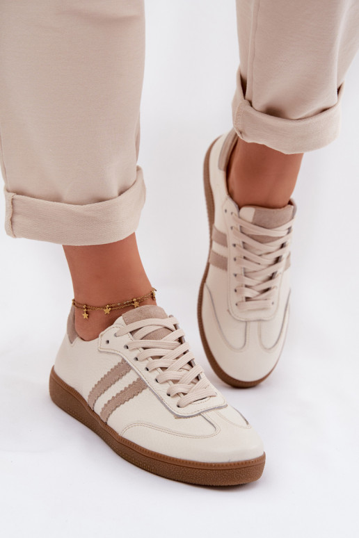 Zazoo N1068 Leer Laag Sneakers model schoenen Dames beige