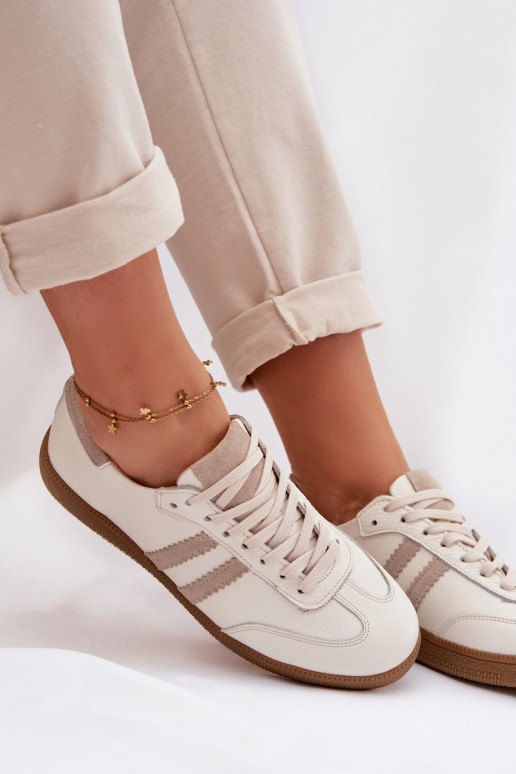 Zazoo N1068 Leer Laag Sneakers model schoenen Dames beige