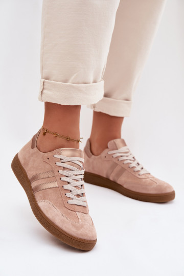 Zazoo N1068 en daim Faible Chaussures modèle baskets Féminin couleur rose 2