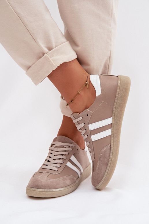 Zazoo N1068 Leer Laag Sneakers model schoenen Dames beige