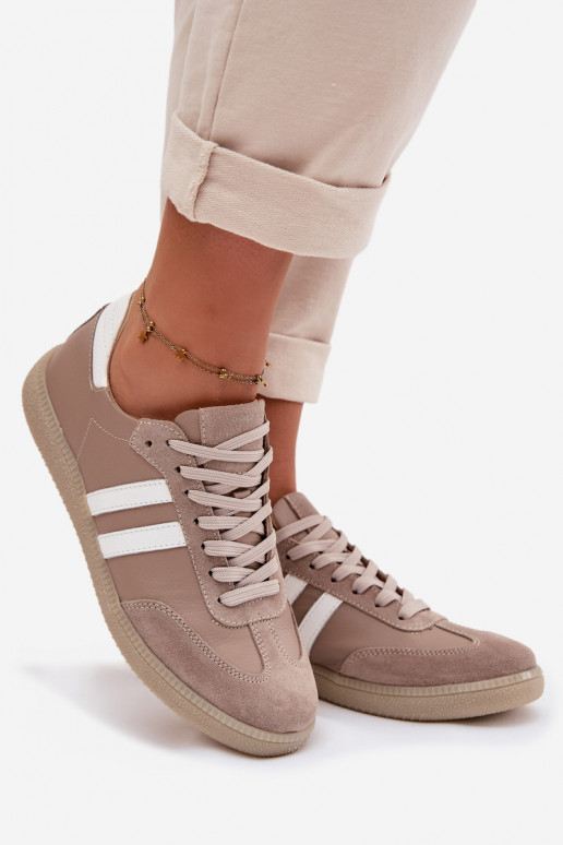 Zazoo N1068 Peau Faible Chaussures modèle baskets Féminin beige