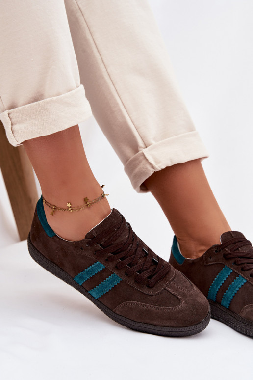 Zazoo N1068 van suède Laag Sneakers model schoenen Dames CzekoladoIne