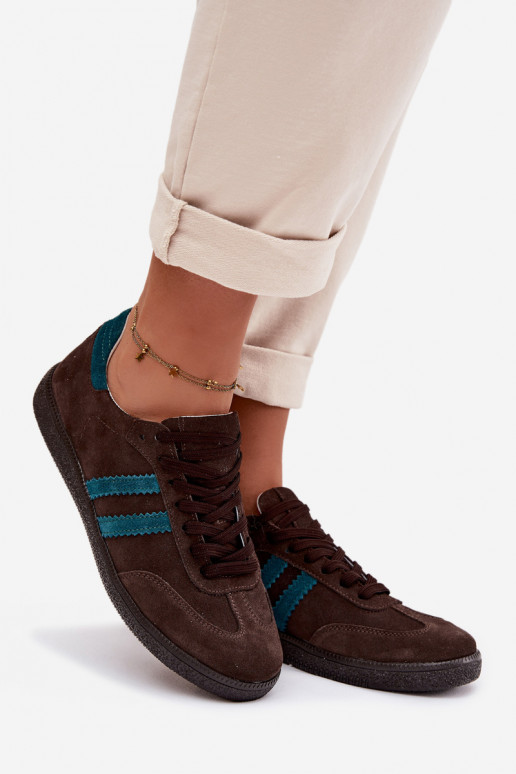 Zazoo N1068 van suède Laag Sneakers model schoenen Dames CzekoladoIne