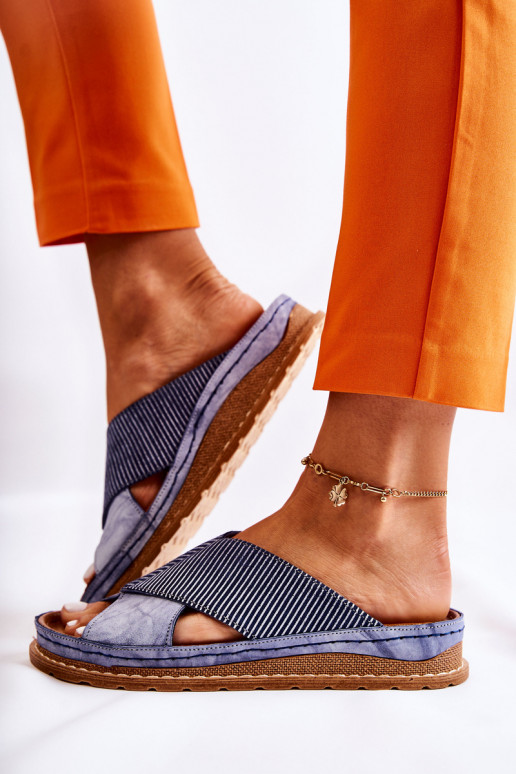 Haut Profiliert Hausschuhe Es mussciejka 04986-17 blaue Farbe