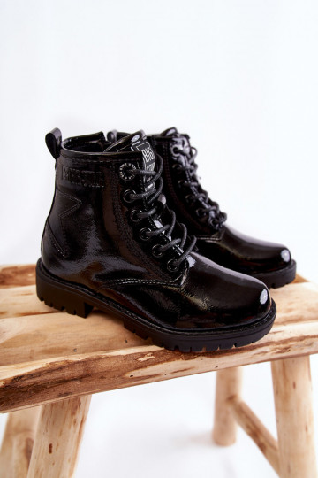 Puéril avec effet vernis réchauffer Bottes Big Star II374045 couleur noire 2