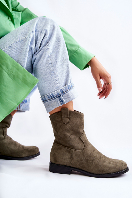 Bottines femme en daim couleur verte Fiorenz