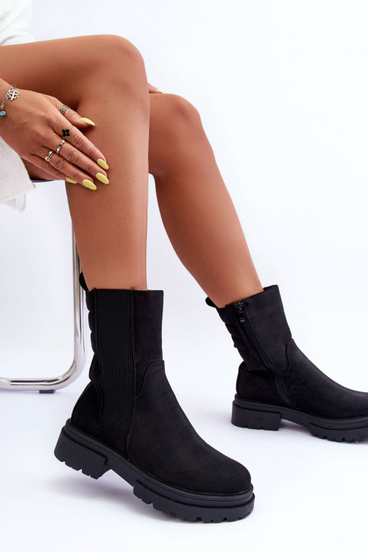 Grand réchauffer bottes élégantes Un modèle convaincant Nubuck couleur noire Milca