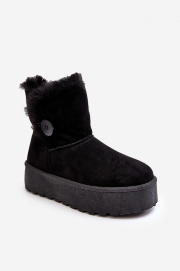 Feminin Schneestiefel mit einer Plattform mit Pelzmantel schZuarze Farbe INikasem