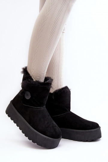 Feminin Schneestiefel mit einer Plattform mit Pelzmantel schZuarze Farbe INikasem 2