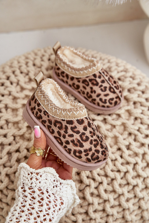 SneeuIn laarzen Laarzen Kinderen met luipaardbontpatronen met platform opInarmen met bont erin bruine kleur Vilabria