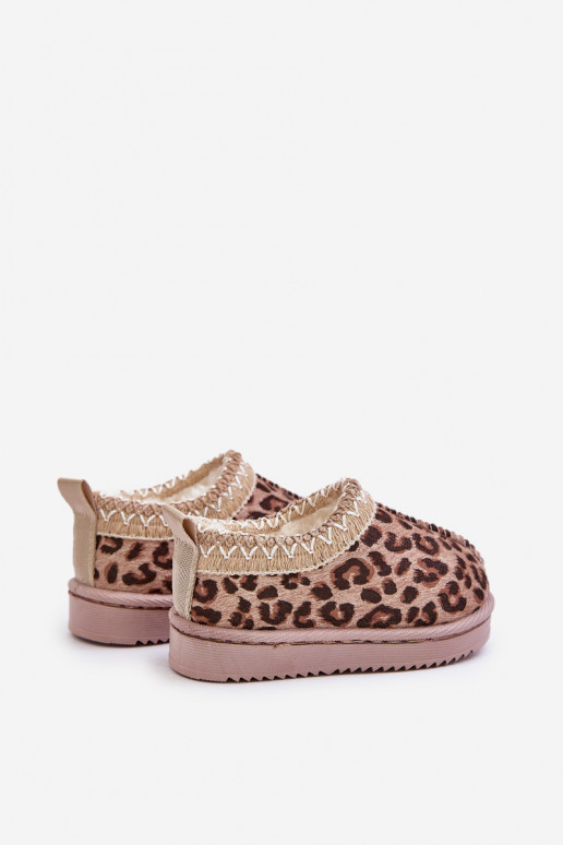 SneeuIn laarzen Laarzen Kinderen met luipaardbontpatronen met platform opInarmen met bont erin bruine kleur Vilabria