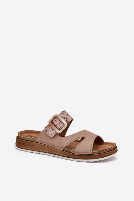  Damenhausschuhe mit Schnallen Inblu GS000055 Beige