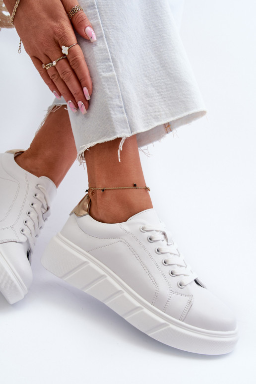 Peau Chaussures modèle baskets Féminin avec une plateforme couleur blanche Danida