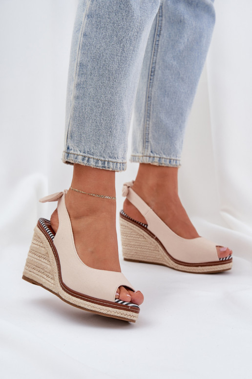 Platform sandalen Met Vlecht beige Opnalis