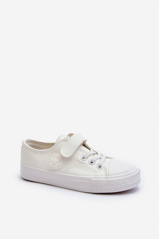 Peau Chaussures de loisirs pour enfants avec attaches adhésives couleur blanche Delmara