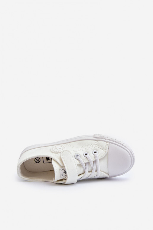Peau Chaussures de loisirs pour enfants avec attaches adhésives couleur blanche Delmara