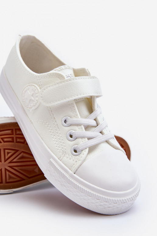 Peau Chaussures de loisirs pour enfants avec attaches adhésives couleur blanche Delmara