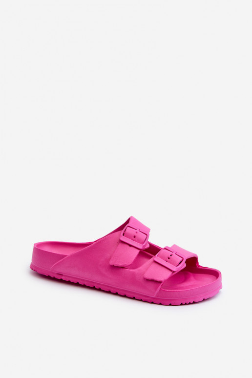 Damesschuimslippers met gespen roze Luciene