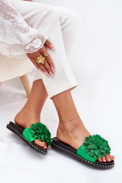 Damespantoffels Ozdobione met bloemmotievenami groene kleur Cellanen
