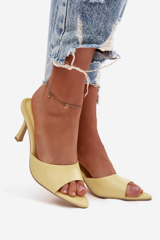 Dames gele lak slippers met hakken Lirissa