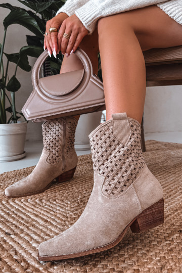 Ferissa Damenstiefeletten mit Absatz in Sandfarbe