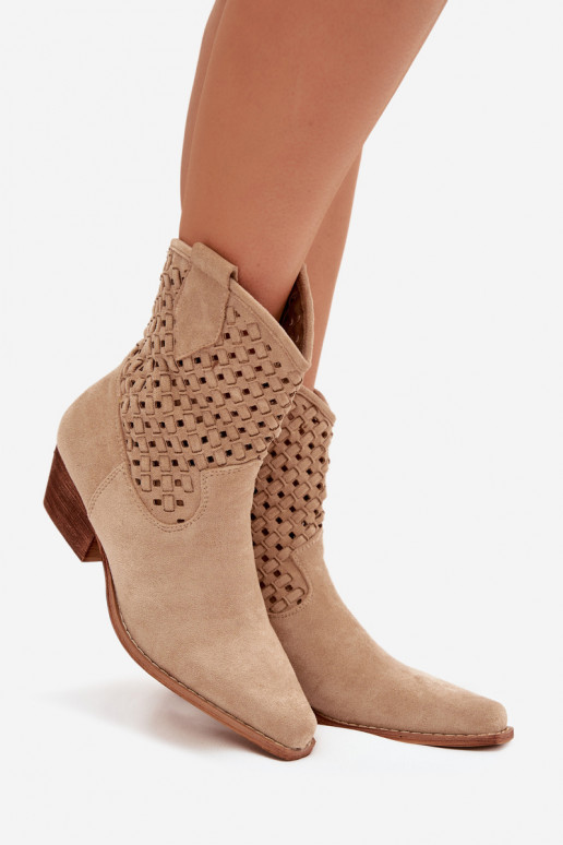 Bottes ajourées Féminin avec des talons beige Ferissa