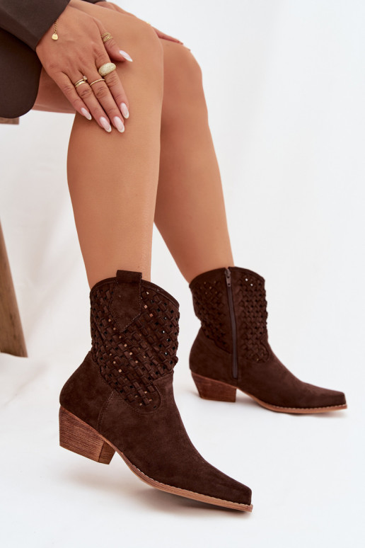 OpengeInerkte laarzen Dames met hakken CzekoladoIne Ferissa