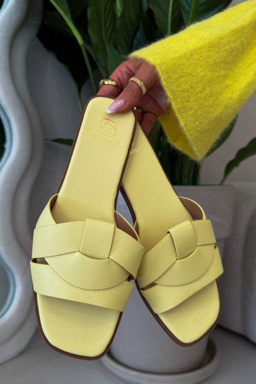 Chaussons Appartement pour femmes avec des bandes couleur jaune Il fautrissae