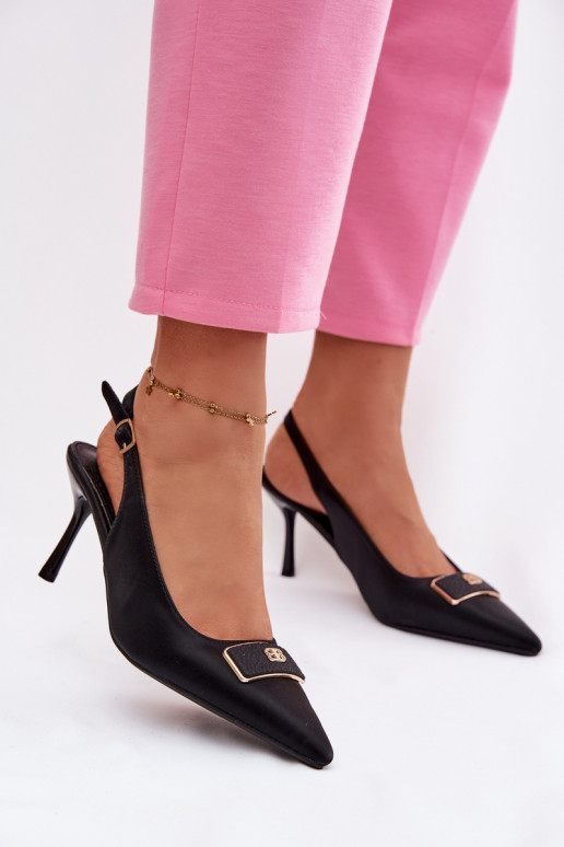 hochhackige Sandalen Feminin Mit Dekorationen Detalem schZuarze Farbe Lurella