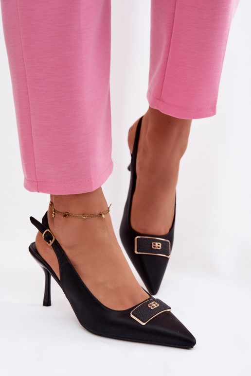 hochhackige Sandalen Feminin Mit Dekorationen Detalem schZuarze Farbe Lurella