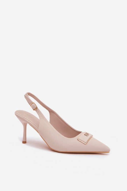 hochhackige Sandalen Feminin Mit Dekorationen Detalem elfenbeinfarbe Lurella