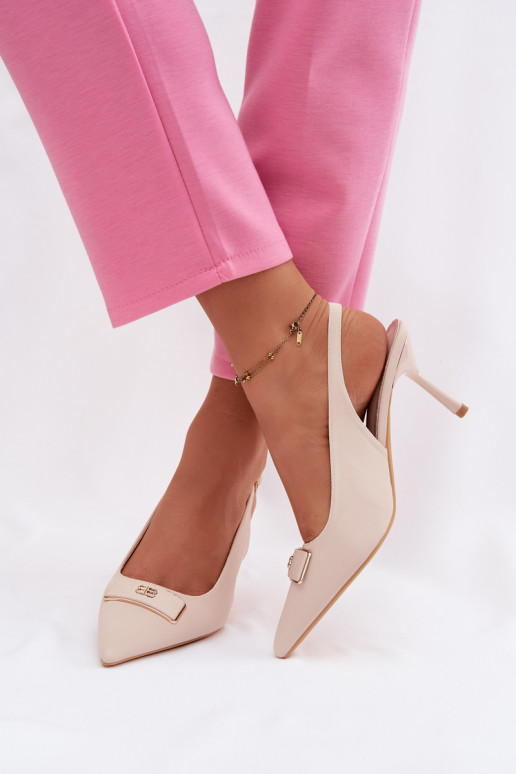 hochhackige Sandalen Feminin Mit Dekorationen Detalem elfenbeinfarbe Lurella