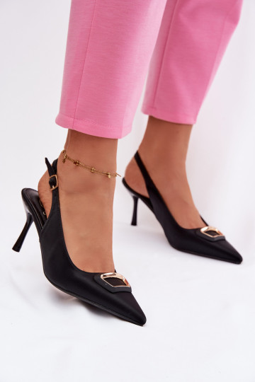 sandales à talons hauts Féminin décorer couleur noire Palerine 2