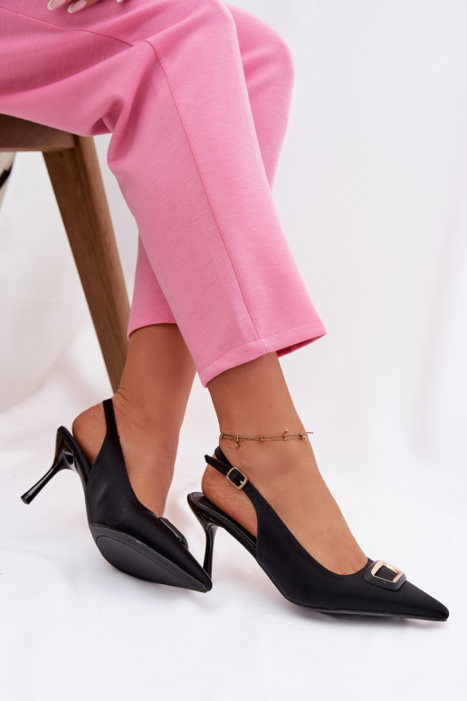 hochhackige Sandalen Feminin dekorieren schZuarze Farbe Palerine