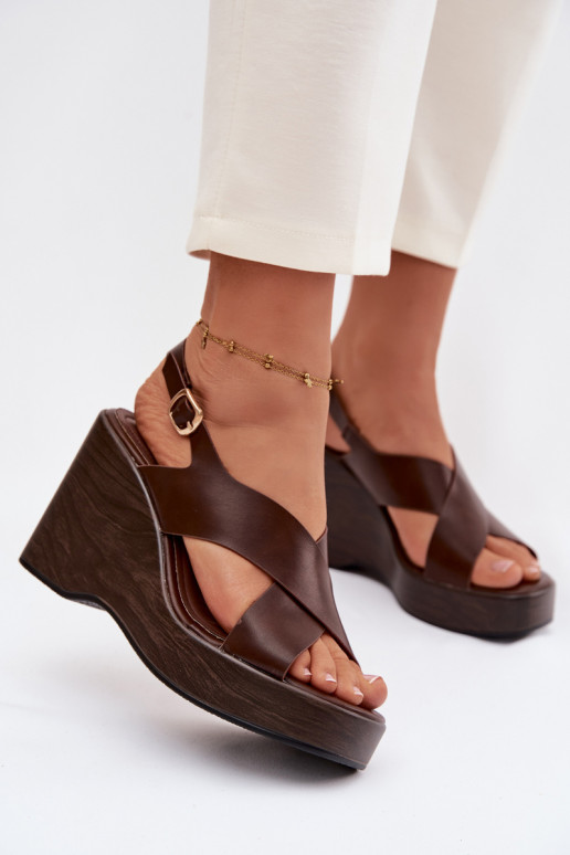 Sandales pour femmes en cuir écologique Activé cothurneie CzekoladoÀe Janivra