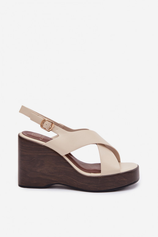 Damensandalen aus Öko-Leder Ermöglicht Halbstiefelie Beige Janivra