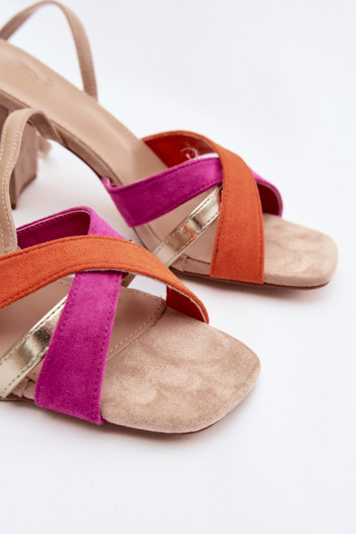 Sandales à talons hauts pour femme avec des bandes en daim écologiqueoÀe beige Karilora