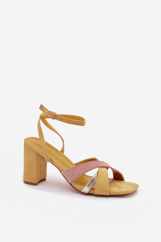 Damessandalen met hoge hakken Met Strepen van eco-suèdeoIne geel Karilora