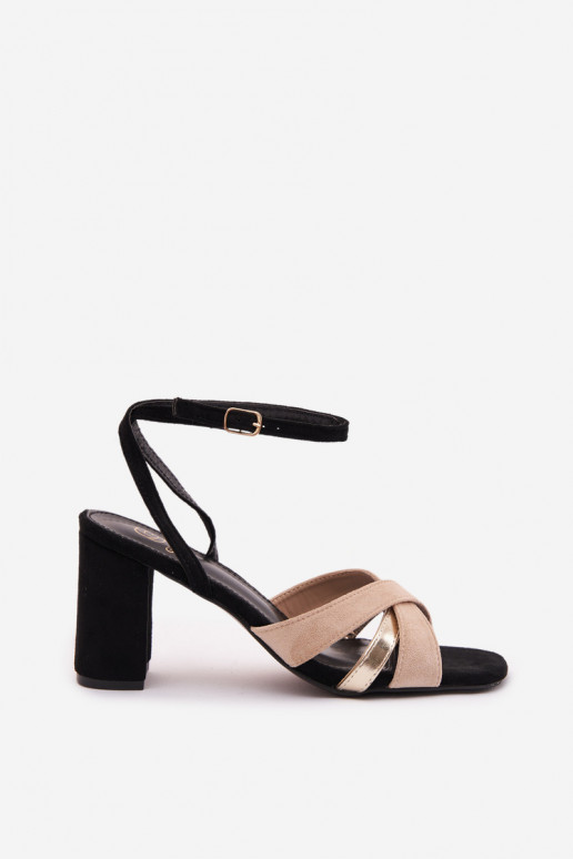 Damen-Sandalen mit hohen Absätzen mit Streifen aus Öko-INildlederoZue schZuarze Farbe Karilora