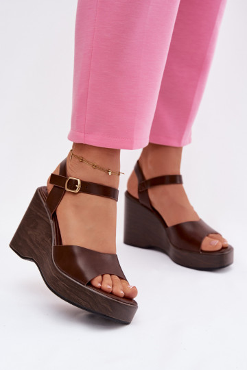 Sandales pour femmes Sur un coin Eko Peau CzekoladoÀe Parilisse 2