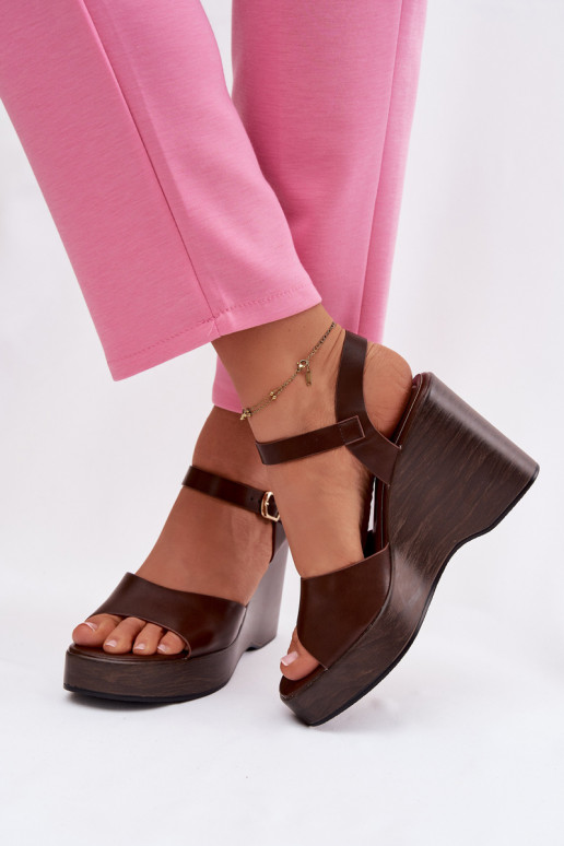 Sandales pour femmes Sur un coin Eko Peau CzekoladoÀe Parilisse