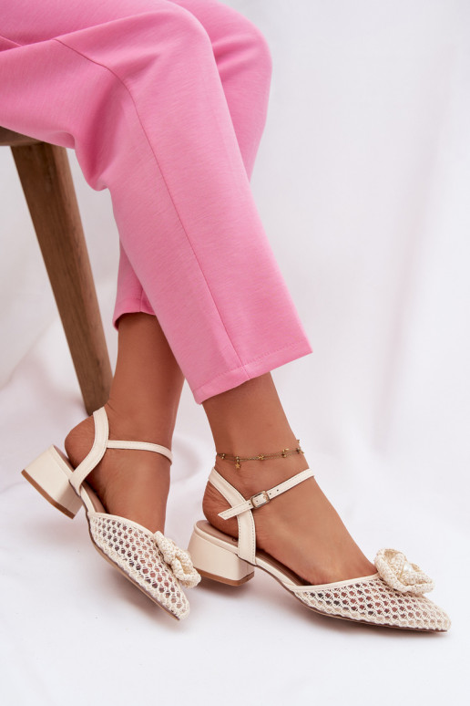 Sandales pour femmes Klocke Avec des décorations Detalem couleur ivoire Vionessa